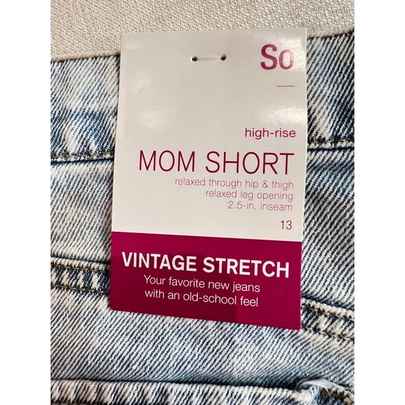So High Rise Vintage Stretch Mom Short Roll Cuff Jean Blue Distressed Kohl's 13 - Picture 8 of 12